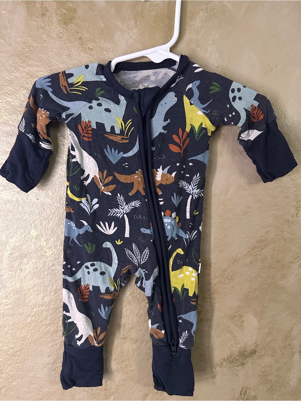 Little Sleepies Navy Dinosaur Zip One-Piece Footie